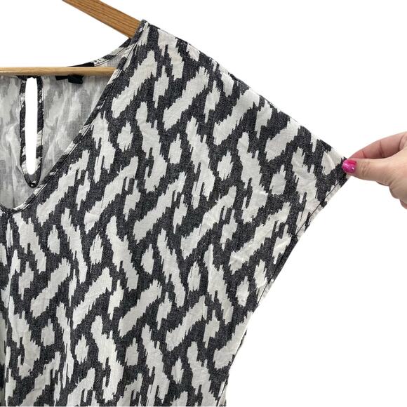 J. Crew Tie Waist Linen Blend Ikat Print Lightweight V-neck Romper Size XL - Picture 5 of 16